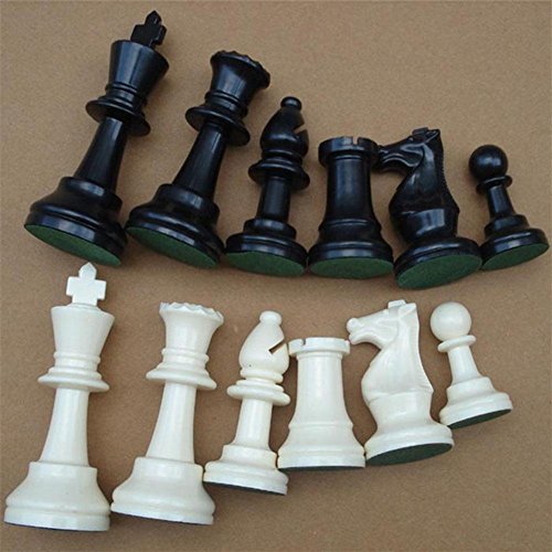 Dilwe Schachfiguren Set, Internationales Schachspiel aus Kunststoff Schachfiguren Set Schwarz & Weiß(B) von Dilwe