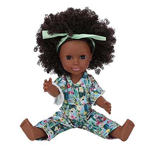 Dilwe Schwarze Haut Kinderpuppe, Lockiges Haar-Simulation Afrikanische Wiederholboren Babypten (Q14-113 Farbkaktus) von Dilwe
