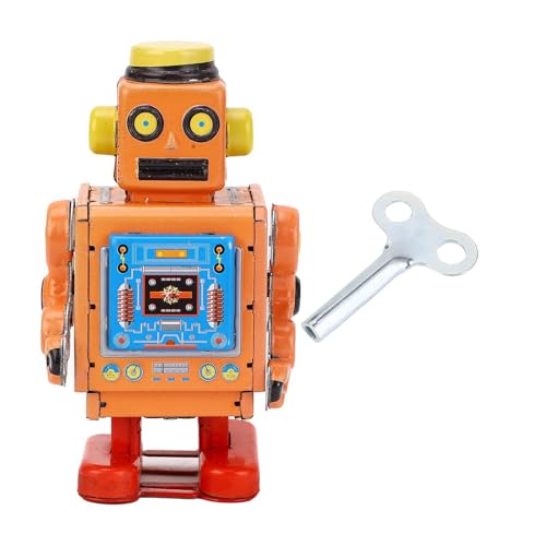 Dilwe Vintage Metall Zinn Wind -up Roboter, Handgefertigte Bücherregal Figuirine Dekor für Kinder Erwachsene (ORANGE) von Dilwe