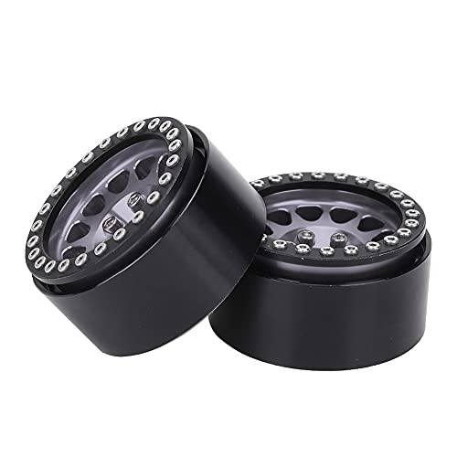 Metallrad -Hub -Auto -Reifen, 4PCS 1:10 RC Crawler Car Tire für Axiale SCX10 / SCX10II / 90046/90047, Kompatibel mit CC01 D90 D110 (schwarzes Silber) von Dilwe