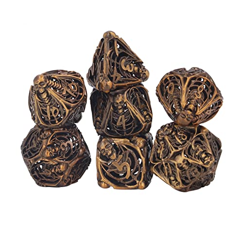 Metallw¨¹rfel-Set, DND Spiel Polyeder Solide, Polyhedral Exquisite Pattern Board Game Dice Portable Vintage Table Games Prop, 7 PCS/SET(Antikes Gold)Fishing toys toy tents desktop interactive toys von Dilwe