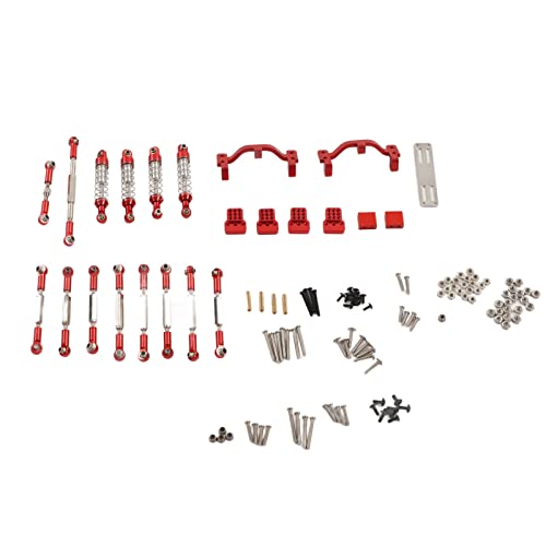 RC-Auto-Ersatzteil-Kit, RC-Auto-Zugstangen-Kit aus Aluminiumlegierung, Upgrade-Ersatzteile, Kompatibel für WPL C24 C14 C14K C24K RC-Auto(Rot) von Dilwe