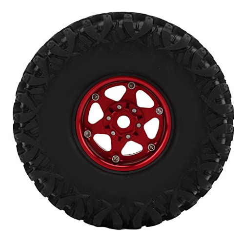 RC Auto Felgen Reifen, 2pcs / Set 1,9 Zoll 120mm Kunststoffreifen mit Felgen für Axial SCX10 D90 F350 1/10 RC Car(Rötlich schwarz) von Dilwe