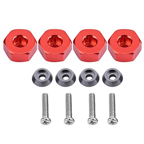 RC Auto Hex Hub Adapter, 4 Stück Aluminiumlegierung 6mm bis 12mm Rad Hex Hub Adapter für WPL 1634 RC Truck RC Ersatzteil Zubehör(Rot) von Dilwe