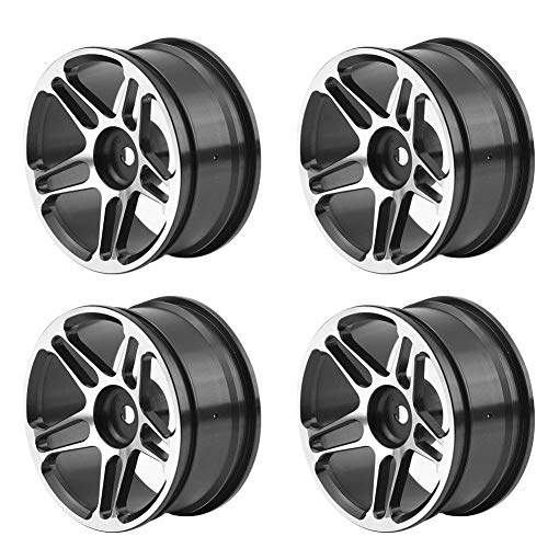 RC Auto Radnaben, 4 Stücke Naben Felgen Aluminiumlegierung Reifen für 1:10 Drift Racing Fernbedienung Auto Zubehör Teile(Schwarz) von Dilwe