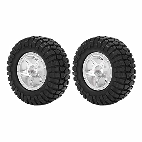 Dilwe RC Autoreifen, 2PCS Aluminiumfelgen Reifen Set für Axial SCX24 AXI00001 1/24 RC Crawler Auto Upgrade Teile(Silber) von Dilwe