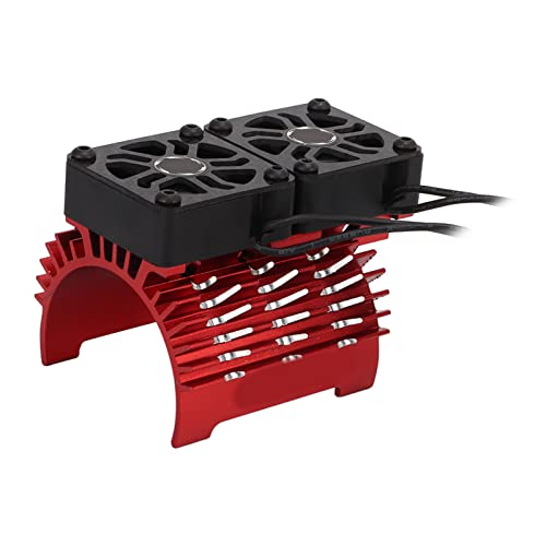 RC Bürstenloser Motor Lüfter, Doppelte Lüfter, 40‑42 mm, Alu, RC Car Kühlkörper für 1/8 ferngesteuertes Auto(rot) von Dilwe