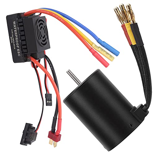 RC Car Brushless Motor, Wasserdichter 4500KV Brushless Motor 60A Brushless ESC Combo Set für 1/8 1/10 RC Car Upgrade Teile RC Car Brushless Motor, Wasserdichter 4500KV Brushless Motor 60A Brushless ESC Combo Set für 1/8 1/10 RC Car Upgrade Teile von Dilwe