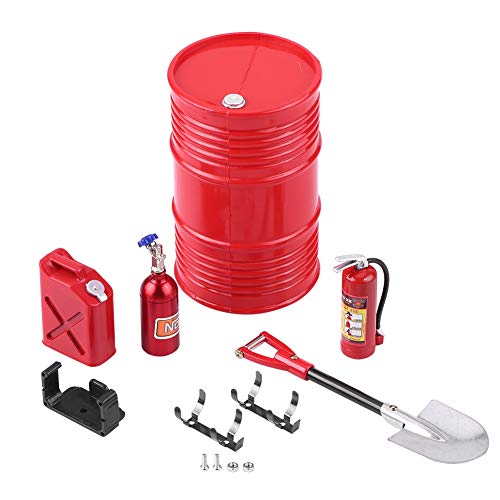 RC Crawler Tool, Schaufel + Öltank + Kraftstofftank + Feuerlöscher Set, RC Crawler Zubehör Mini Decor Simulationswerkzeug Teil RC Crawler Set Öltank Feuerlöscher Set( #B) von Dilwe
