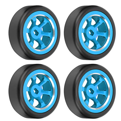 RC Drift Tire, 4 Stück 1/28 RC Metal Drift Tire RC Autozubehör Kompatibel mit Wltoys K969 K989 P929(Blau) von Dilwe