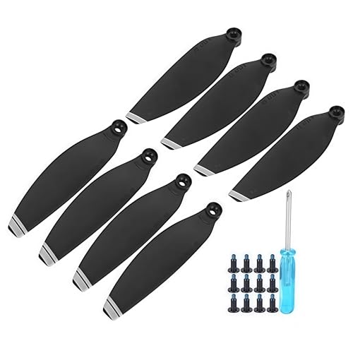 Propeller für Mini, 12x Schraube + 1x Schraubendreher + 8X Klinge Satz, Silent Flight Propellerset, 2 Paare,2 Farben (Schwarz mit silberner Kante) von Dilwe