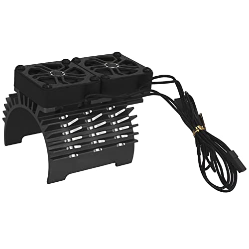 RC Dual Fan Motor Kühlkörper, Wärmeableitung Brushless Motor Cooling Dual Fan für 1/5 8,4V 16000RPM RC Car(Schwarz) von Dilwe