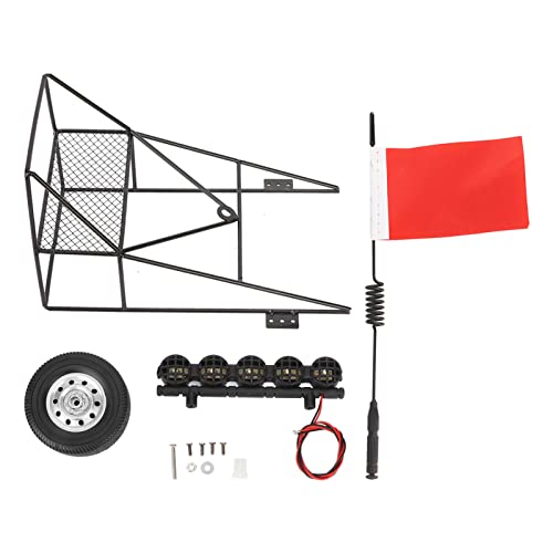 RC-Heckschaufel, Kunststoff, Eisen, RC-Überrollkäfig-Eimer mit Lichtern, RC-Zubehör, Kompatibel für WPL D12 1/10 RC-Truck(Rot) von Dilwe
