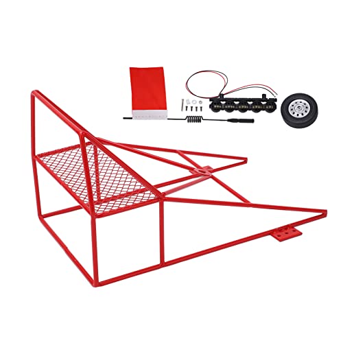 RC Heckschaufel Überrollkäfig, RC Truck Dekorative Heckschaufel mit Kurzer Flagge und Dachlicht, Kompatibel für WPL D12 1/10 RC Truck(Rot) von Dilwe