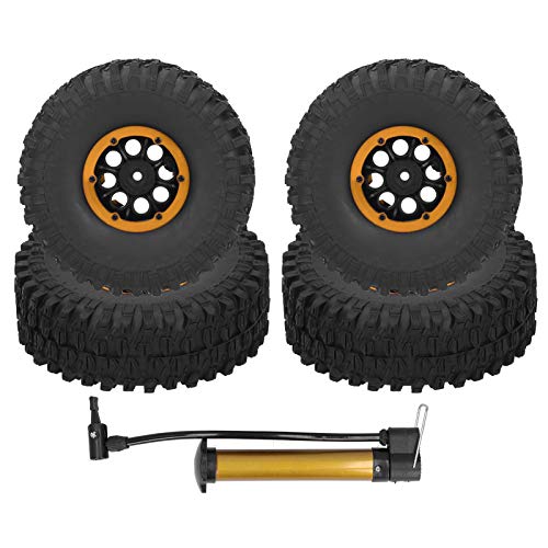 RC Racing Tyres, 4Pcs 1.9in Fernbedienung Modell Climbing Car Inflatable Tyres Wheel Kompatibel für SCX10 TRX4(Orange) von Dilwe