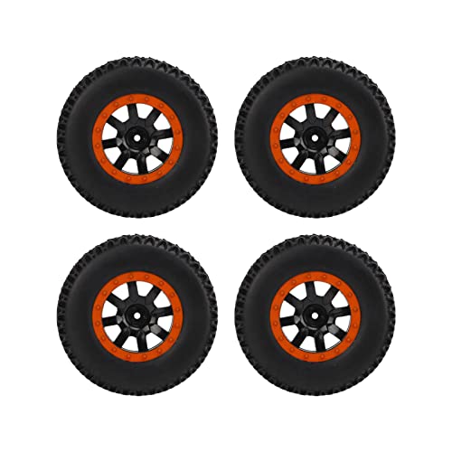 RC Short Course Truck Reifen,4pcs Short Course Truck Gummirad für 1/10 RC Short Course Truck Upgrade Teile Zubehör(Orange) von Dilwe