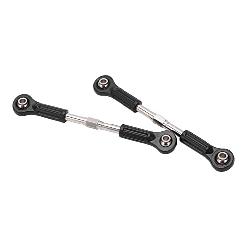 Dilwe RC Spurstange, 90 mm, Metall, Spurstange für 1/8 1/10 High Speed RC Autos Lenkgestänge Zugstange, Schwarz Silber, 2 Teile/Satz von Dilwe