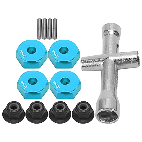 RC Wheel Hex Adapter, 12mm 1/10 RC Car Truck Wheel Hex Adapter + rutschfeste Mutter + Schraube + Kreuzschlüssel RC Modell Spielzeugteil(Blau) von Dilwe