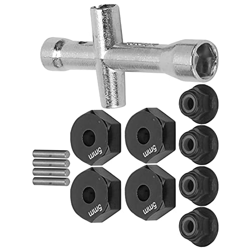 RC Wheel Hex Adapter, 12mm 1/10 RC Car Truck Wheel Hex Adapter + Rutschfeste Mutter + Schraube + Kreuzschlüssel RC Modell Spielzeugteil(Schwarz) von Dilwe
