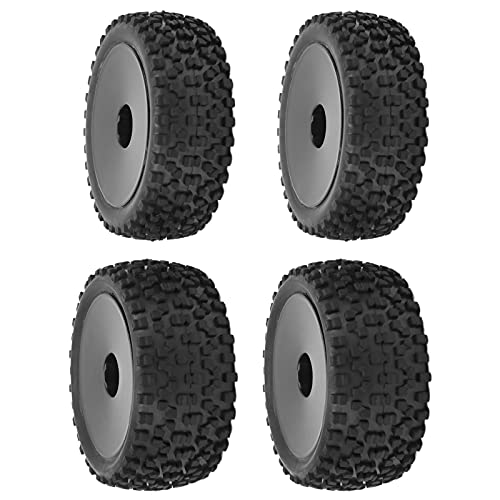 RC Wheels Reifen, 4 Stück RC Vorderrad Hinterreifen und Räder mit 12 Mm Sechskant für 1/10 RC Offroad Auto Upgrade Teile(Schwarz) von Dilwe