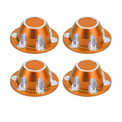 Radnaben-Staubkappe, rutschfest und Staubdicht, 4-teilige RC-Radnabenkappe aus Aluminiumlegierung, Kompatibel für AXIAL 1/6 SCX6 JLU RC-Auto(Orange) von Dilwe