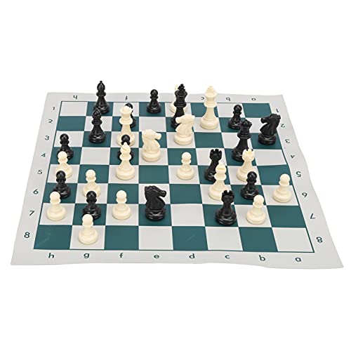 Standard-Schachspielset, Tragbares Internationales Schachspiel aus Kunststoff, Reiseschachspiel mit Klappbarem Schachbrett und Aufbewahrungstasche von Dilwe