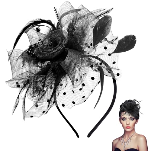 Dihemo Fascinator Hüte für Damen Pillbox Hut Vintage Schleier Hut Blumen-Mesh-Bänder Federn auf Einem Stirnband und Einer Haarspange TeaPartyHut Kopfbedeckung Dihemo Fascinator Hüte für Damen Pillbox Hut Vintage Schleier Hut Blumen-Mesh-Bänder Federn auf Einem Stirnband und Einer Haarspange TeaPartyHut Kopfbedeckung von Dimeho