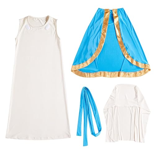 Biblische Roben Kinder - Jungfrau Maria Dress up Kostüm, Kindergeburtlichkeit Cosplay -, blaues Umhangoutfit | Heilige Jungfrau Maria Roben für Mädchen mit Kopfbedeckung, Engel Kostüm für d von Dinchaakuarry