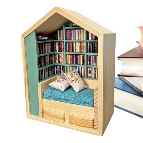 Booknook Miniature Kit - 3D Holzbibliothek Diorama Handwerk, Tiny House Szene | Kreative handgefertigte Dekoration, Buch Nook Insert für Regalausstellung, Schlafzimmer Wohnzimmer Lesen Nook Booknook Miniature Kit - 3D Holzbibliothek Diorama Handwerk, Tiny House Szene | Kreative handgefertigte Dekoration, Buch Nook Insert für Regalausstellung, Schlafzimmer Wohnzimmer Lesen Nook von Dinchaakuarry