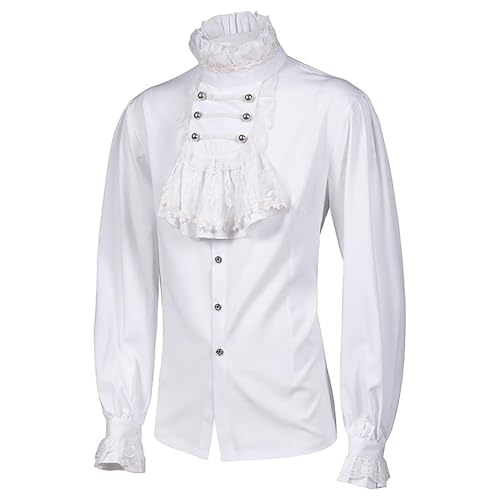 Dinchaakuarry Herren Piratenshirt - Mittelalterliches Piraten, Rüschen-Oberteil im kolonialen | viktorianischen Stil Mittelalterliche, Vintage Cosplay Kleidung Steampunk Halloween Dinchaakuarry Herren Piratenshirt - Mittelalterliches Piraten, Rüschen-Oberteil im kolonialen | viktorianischen Stil Mittelalterliche, Vintage Cosplay Kleidung Steampunk Halloween von Dinchaakuarry