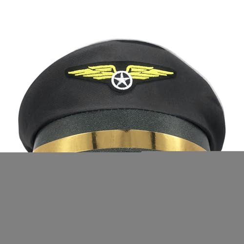 Dinchaakuarry Pilotenmütze Erwachsene, Pilotenmütze, Flugzeug Halloween Kostüm Mütze, Airline-Motto-Party-Pilotenhut, erwachsener Marinepilot-Airline-Kapitänshut für von Dinchaakuarry