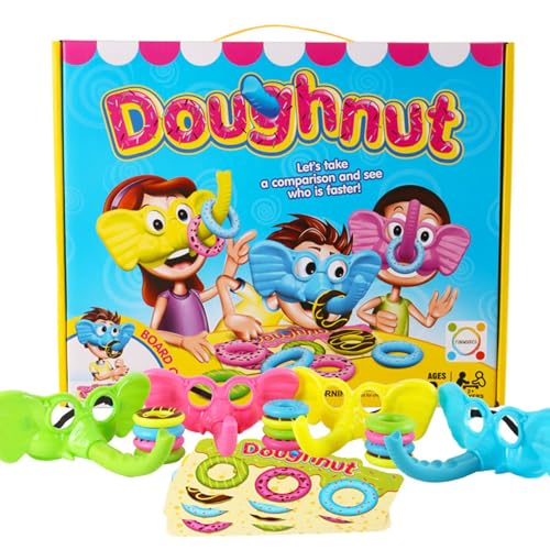Dinchaakuarry Unterhaltsamer Brettspiel Donut, lustiges Familienspiel mit 4 Elefanten Nase 12 Donuts Elephant Table Games, Doh Nutters -Spiel, Puzzlespiele für Kinder über 3 Jahren alt Dinchaakuarry Unterhaltsamer Brettspiel Donut, lustiges Familienspiel mit 4 Elefanten Nase 12 Donuts Elephant Table Games, Doh Nutters -Spiel, Puzzlespiele für Kinder über 3 Jahren alt von Dinchaakuarry