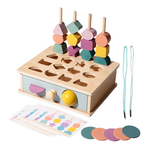 Hölzerne Bildungsblöcke Form Stapelspiel Sensorische Sortierung Perlen Kognitive Entwicklung Spielzeug Early Learning Toy Holzperlen Faden Sorting Aktivität Spiel Feine Motor Puzzle Form Sor von Dinchaakuarry