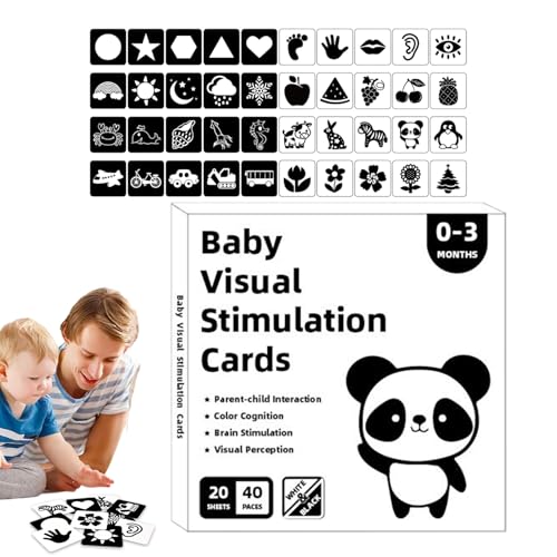 Hohe Kontrast Babykarten - Kleinkind -Flash -Pack, Mutige Kontrastdesigns | Weißer Und Schwarzer Visueller Trainer, Stimulationslernhilfe, Neugeborene -Entwicklungsunterstützung Für 0 Bis 3 Monate Hohe Kontrast Babykarten - Kleinkind -Flash -Pack, Mutige Kontrastdesigns | Weißer Und Schwarzer Visueller Trainer, Stimulationslernhilfe, Neugeborene -Entwicklungsunterstützung Für 0 Bis 3 Monate von Dinchaakuarry