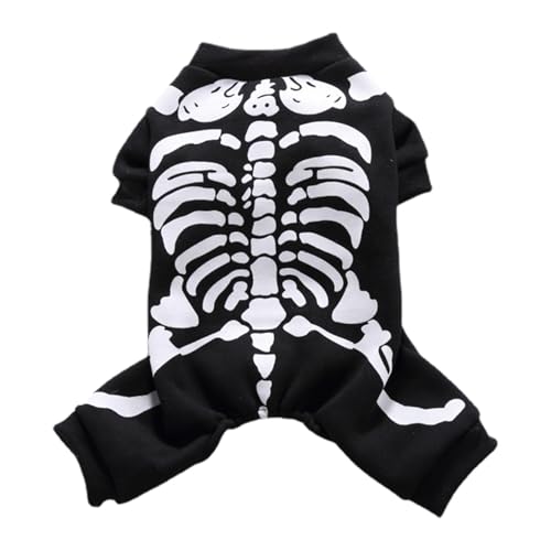Hundekleidung Skelett - Halloween Welpen Outfit mit Skelett-Kapuze, Schädelkostüm für mittelgroße Hunde | Leichter Hundeanzug mit Knochenprint, Tierbekleidung Hundekleidung Skelett - Halloween Welpen Outfit mit Skelett-Kapuze, Schädelkostüm für mittelgroße Hunde | Leichter Hundeanzug mit Knochenprint, Tierbekleidung von Dinchaakuarry