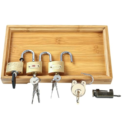 Lock aus Holz und Lernset mit Schlüssel – montesori Lernspielzeug für Kinder | Entwicklung der frühen Kindheit STEM Materialien – feiner Motor Skills Praxis für Kleinkinder von Dinchaakuarry