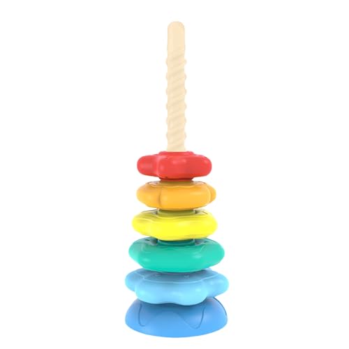 Ringstapler | Stapeln Ringe Spielzeug Drehend | Turm Aktivitätswürfel Regenbogenblock Sortieren Feinmotorik Entwicklung von Dinchaakuarry