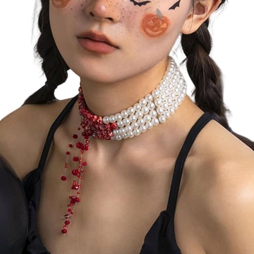 Tropf Halskette - Vampir Blut inspiriert Lager Perlenkuchen, verstellbare gotische Schmuck | Horror Hallowen Zubehör für Frauen, Kostümparty Verschleiß und beängstigendes Geschenk für Mädchen oder Tropf Halskette - Vampir Blut inspiriert Lager Perlenkuchen, verstellbare gotische Schmuck | Horror Hallowen Zubehör für Frauen, Kostümparty Verschleiß und beängstigendes Geschenk für Mädchen oder von Dinchaakuarry