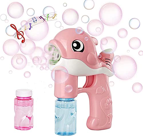 Ding Yongliang Seifenblasen Pistolen für Kinder mit 2 Seifenblasenflüssigkeit, Automatische Bubble Maschine Blasenmacher für,Sommerparty-Seifenblasen Pistole für Kinder&Erwachsene-Delphinform-(rosa) von Ding Yongliang