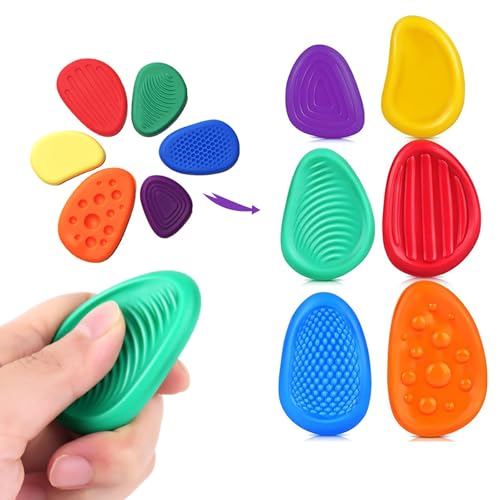 Dinghaole 6 Stück Fidget Toys Sensory Stones,texturierte Sorge Stein sensorische Spielzeug,Stressabbau Spielzeug,Emotional Beruhigendes Spielzeug,Autismus Hilfsmittel, für Erwachsene Kinder von Dinghaole
