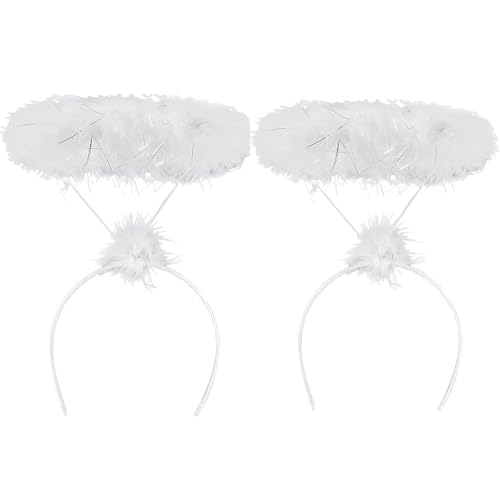 Dinghaole Weißer Engel-Halo-Reifen, Engel-Stirnband, Feder-Engel-Haarring, flauschiger Halo-Stirnband, Lametta-Halo, Engel-Kostüm-Zubehör für Erwachsene, für Weihnachten, Halloween, Geburtstag Dinghaole Weißer Engel-Halo-Reifen, Engel-Stirnband, Feder-Engel-Haarring, flauschiger Halo-Stirnband, Lametta-Halo, Engel-Kostüm-Zubehör für Erwachsene, für Weihnachten, Halloween, Geburtstag von Dinghaole