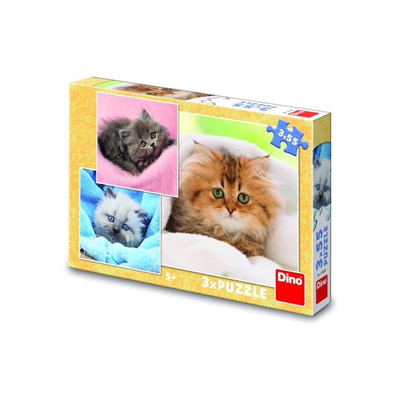 Dino 3 Puzzles - Süße Kätzchen 55 Teile Puzzle Dino-33536 von Dino