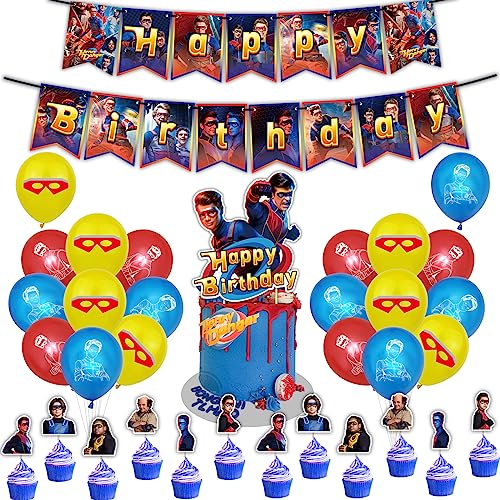 Henry Geburtstag Deko - Kindergeburtstag Party Luftballons, Torten Topper und Banner für Henry Danger Thema von Dinoeye