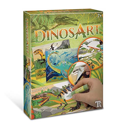 Dinos Art Kreativset Dino Sand- und Folienkunst zum Erstellen einzigartiger Kunstwerke, ab 7 Jahre, Mittel von Dinos Art