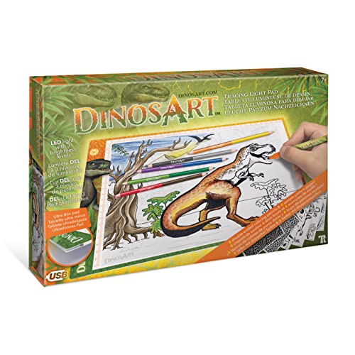 Dinos Art Dino Leuchtpad zum Nachzeichnen und Malen mit Vorlagen, ab 7 Jahre von Dinos Art