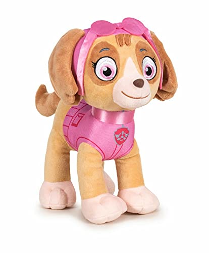 Dinotoys PAW Patrol Plüsch Hund Kuscheltier WELPE | 19 cm Chase Marshall Rocky Rubble Sky Zuma | ORIGINAL Lizenzware für Kinder Geschenk Figuren Stofftier (Skye) von Dinotoys