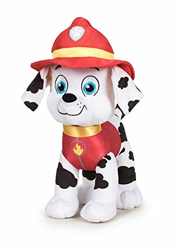 PAW Patrol Plüsch Hund Kuscheltier WELPE | 19 cm Chase Marshall Rocky Rubble Sky Zuma | ORIGINAL Lizenzware für Kinder Geschenk Figuren Stofftier (Marshall) von Dinotoys