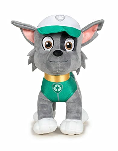 PAW Patrol Plüsch Hund Kuscheltier WELPE | 19 cm Chase Marshall Rocky Rubble Sky Zuma | ORIGINAL Lizenzware für Kinder Geschenk Figuren Stofftier (Rocky) von Dinotoys