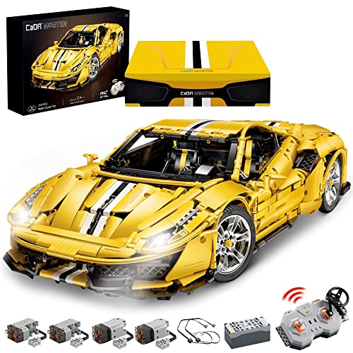 CaDA Master C61057W 488 Supercar klemmbausteine,3187 Teile Groß Ferngesteuert Auto 1: 8 Sportwagen,MOC Technik Building-Spielzeug für Erwachsene und Jugendliche von CaDA