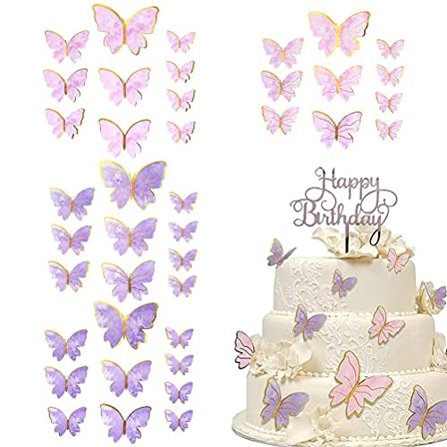 Dioche 40pcs Kuchen -Topper Cupcake -Schmetterlinge Topper, Pink+Lila+Gold 7,8 * 7in, Eisendraht+Bronzierpapier, Easy 3D Effect Cake Topper für Geburtstag Hochzeitsfeier Dioche 40pcs Kuchen -Topper Cupcake -Schmetterlinge Topper, Pink+Lila+Gold 7,8 * 7in, Eisendraht+Bronzierpapier, Easy 3D Effect Cake Topper für Geburtstag Hochzeitsfeier von Dioche